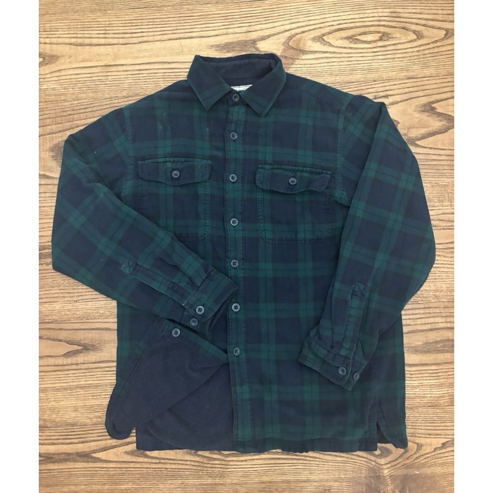 LL Bean Mens Small Black Watch Tartan Fleece-Lined Traditional Fit Flannel Shirt